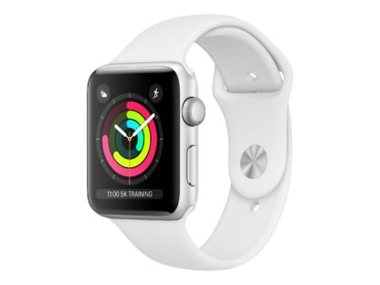 Apple Watch Series 3 38mm Zilverkleurig aluminium - Wit sportbandje