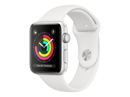 Apple Watch Series 3 42mm Zilverkleurig aluminium - Wit sportbandje
