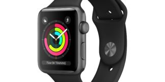 Apple Watch Series 3 38mm Space Grey aluminium - Zwart sportbandje