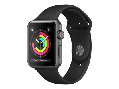 Apple Watch Series 3 38mm Space Grey aluminium - Zwart sportbandje